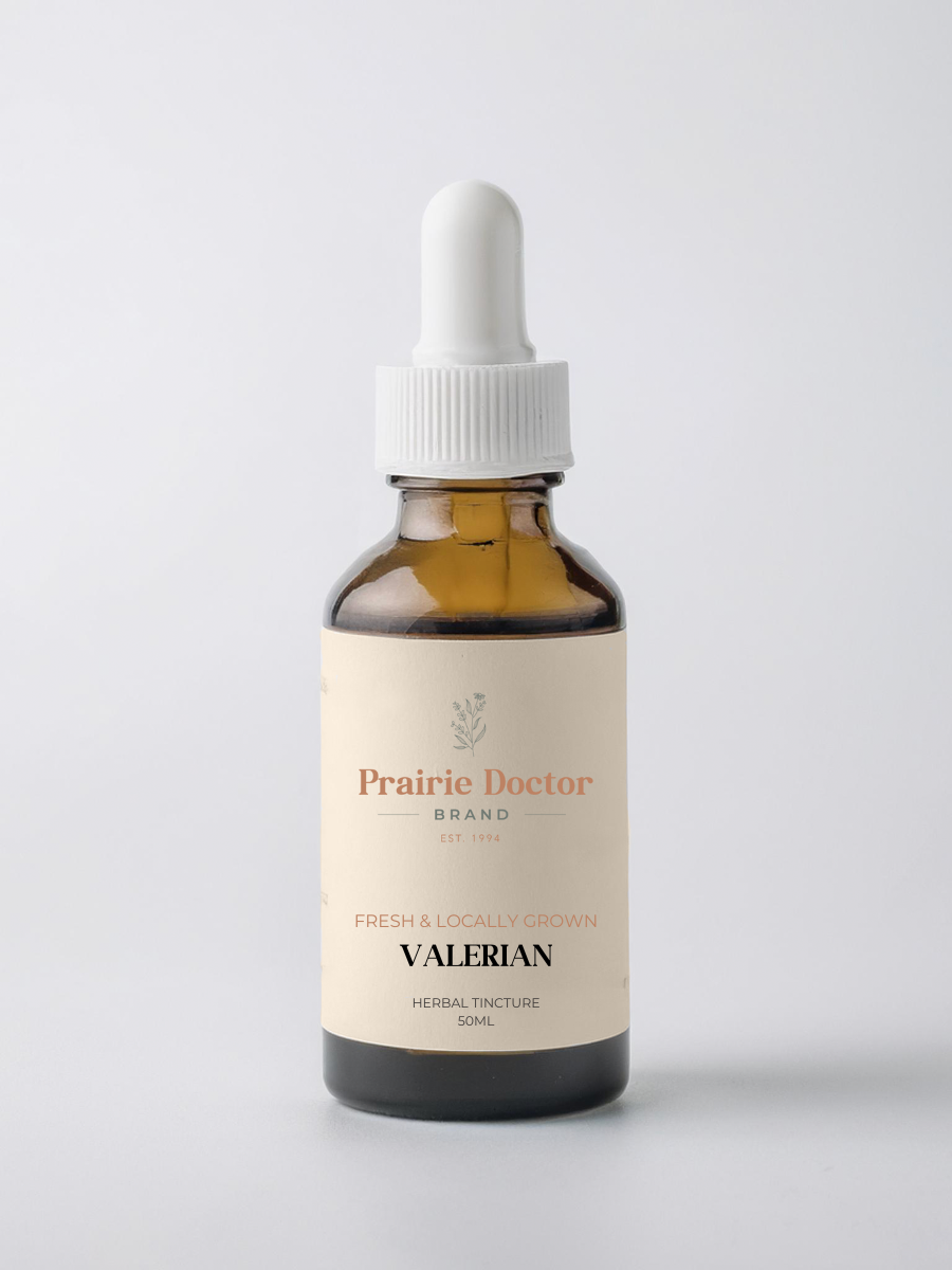This Valerian herbal tincture is crafted using locally grown, fresh Valerian root. Valerian is known for being a mild, natural sedative that can support better sleep as well as feelings of calmness and relaxation.