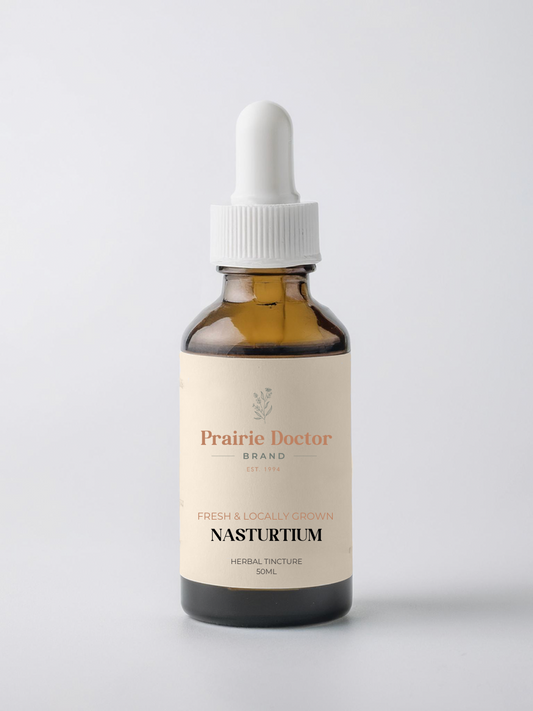 This Nasturtium Flower Tincture is made from fresh, locally grown Nasturtium flowers from the Fraser Valley.