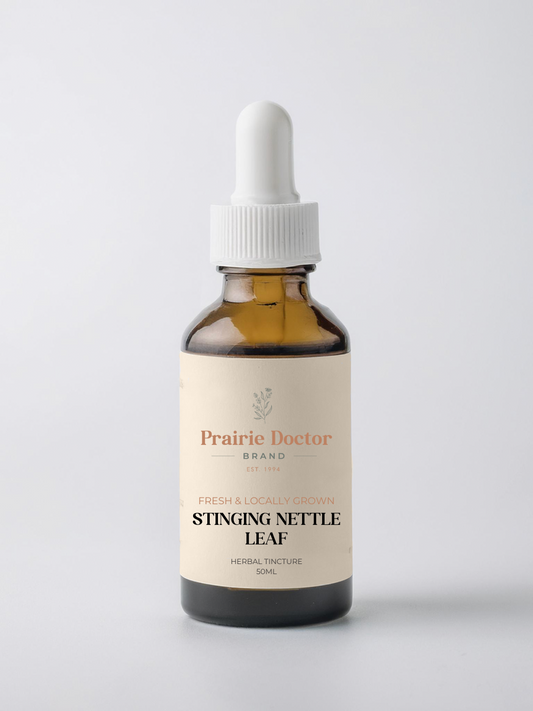 This Stinging Nettle Leaf herbal tincture is crafted using fresh, locally grown Stinging Nettle Leaf from the Fraser Valley. Stinging Nettle Leaf is known for being a natural remedy for seasonal allergies as well as a powerful diuretic that can help to gentle cleanse via the urinary tract. Nettle Leaf is also known traditionally to ease symptoms of Benign Prostatic Hyperplasia (BPH).